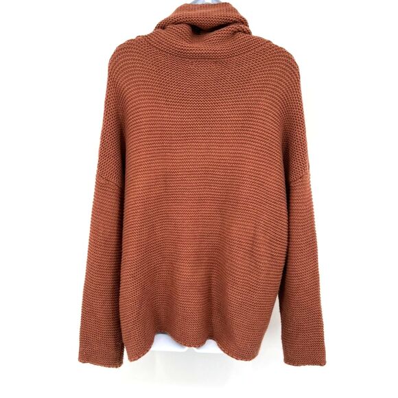 Miracle USA Pumpkin Color Roomy Sweater Cowl Neck Cozy Fall Knit Comfy Classic - Picture 2 of 8